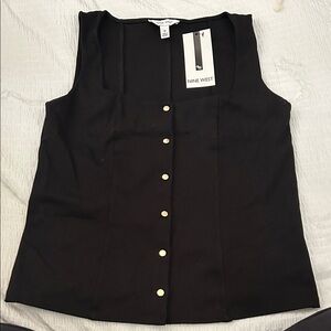 Nine West Black Button-Front Blouse